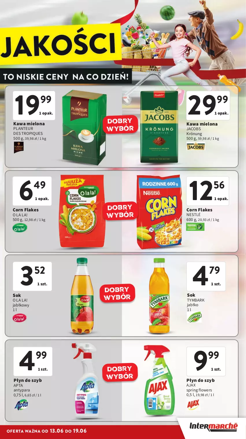 Gazetka promocyjna Intermarche - Gazetka Intermarche - ważna 13.06 do 19.06.2024 - strona 17 - produkty: Ajax, Corn flakes, Jacobs, Jacobs Krönung, Kawa, Kawa mielona, Nestlé, Płyn do szyb, Sok, Tymbark