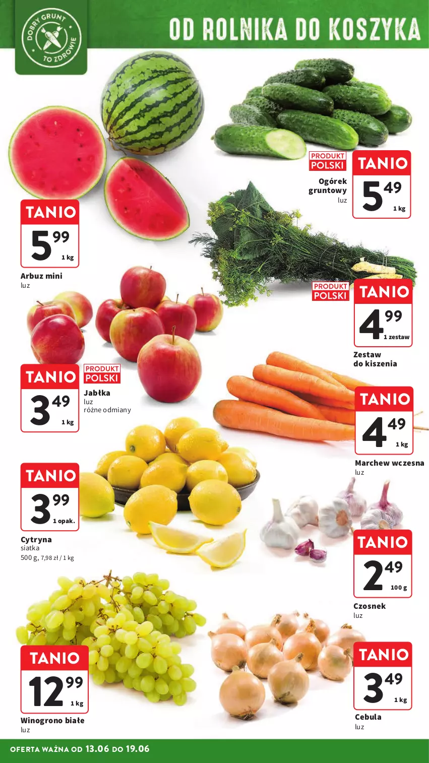 Gazetka promocyjna Intermarche - Gazetka Intermarche - ważna 13.06 do 19.06.2024 - strona 18 - produkty: Arbuz, Cebula, Czosnek, Grunt, Jabłka, Ogórek, Siatka, Wino