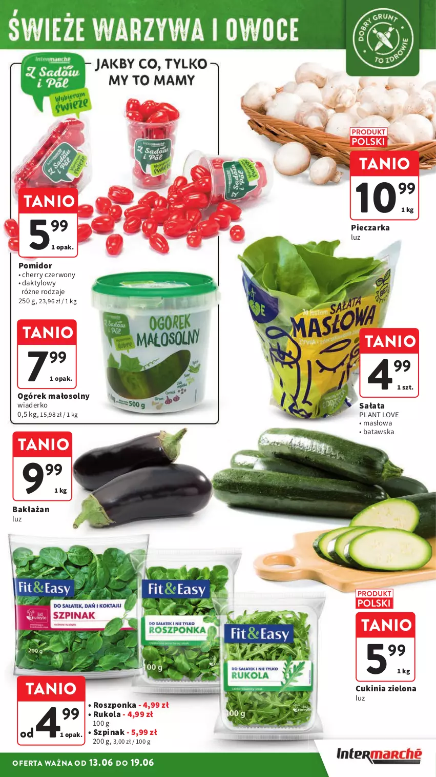 Gazetka promocyjna Intermarche - Gazetka Intermarche - ważna 13.06 do 19.06.2024 - strona 19 - produkty: Masło, Ogórek, Piec, Pieczarka, Roszponka, Rukola, Sałat, Szpinak