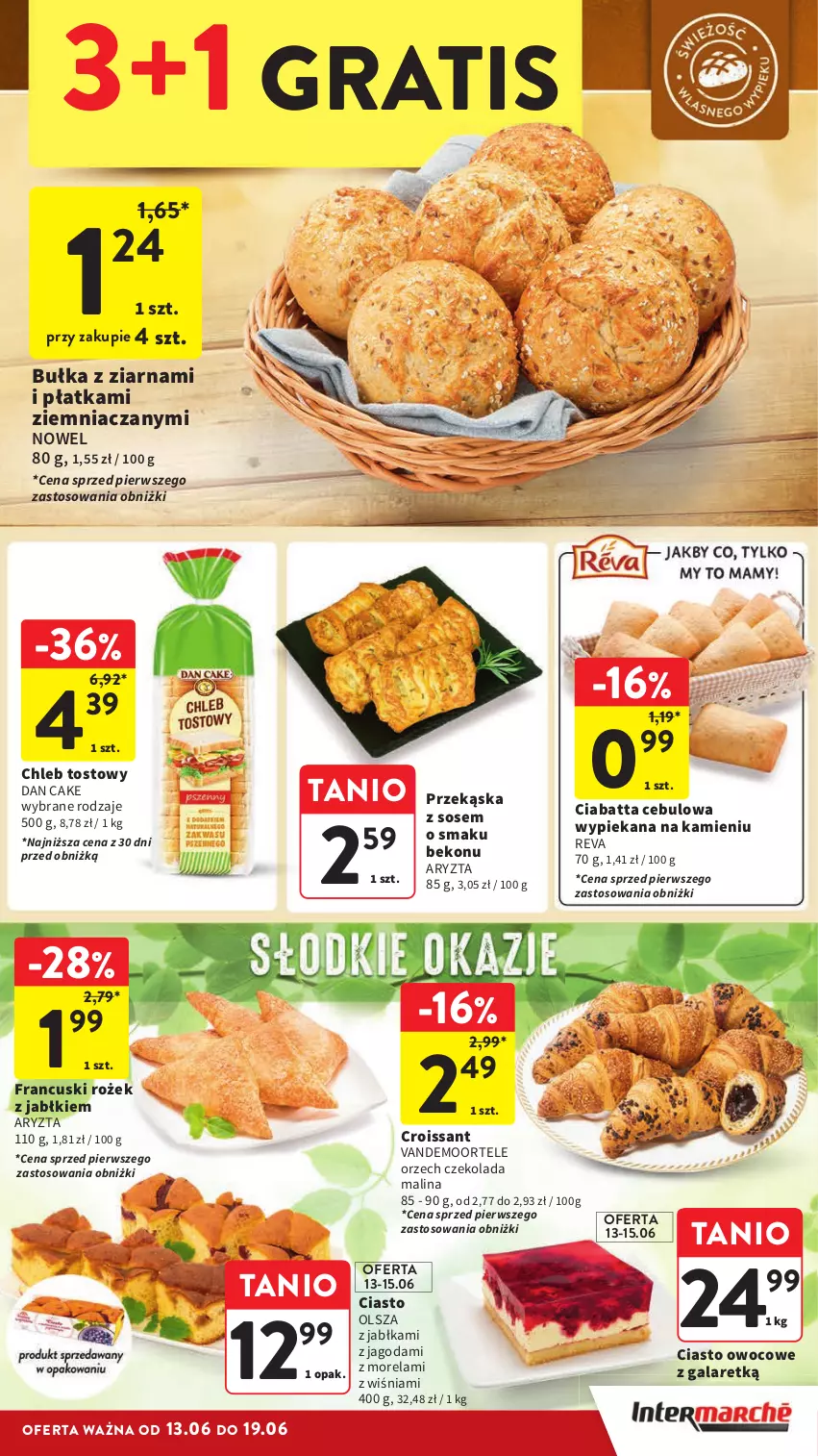 Gazetka promocyjna Intermarche - Gazetka Intermarche - ważna 13.06 do 19.06.2024 - strona 29 - produkty: Beko, Bułka, Chleb, Chleb tostowy, Ciabatta, Croissant, Czekolada, Dan Cake, Gala, Gra, Jabłka, Morela, Sos