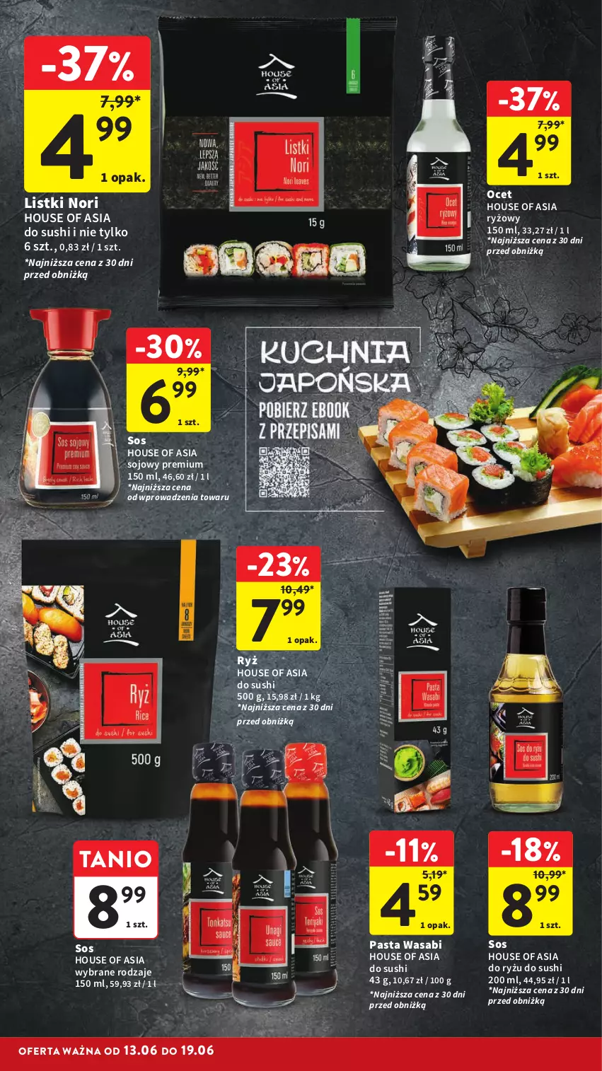 Gazetka promocyjna Intermarche - Gazetka Intermarche - ważna 13.06 do 19.06.2024 - strona 38 - produkty: House of Asia, Ocet, Pasta wasabi, Ryż, Sos, Sushi, Wasa