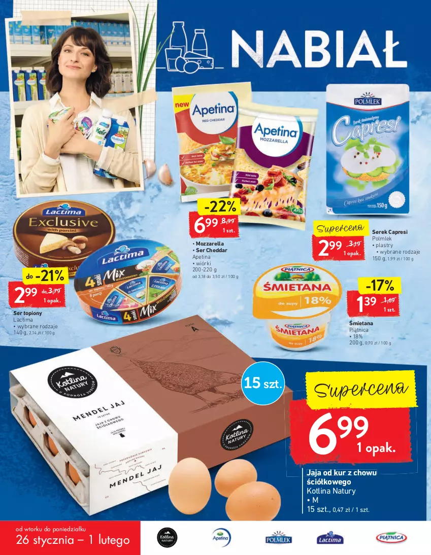 Gazetka promocyjna Intermarche - Maxi Okazje - ważna 26.01 do 01.02.2021 - strona 14 - produkty: Cheddar, Jaja, Kotlin, Mozzarella, Piątnica, POLMLEK, Ser, Ser topiony, Serek, Top