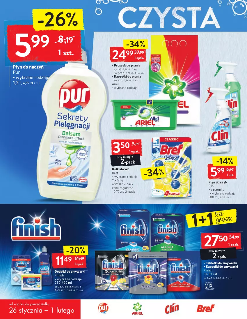 Gazetka promocyjna Intermarche - Maxi Okazje - ważna 26.01 do 01.02.2021 - strona 26 - produkty: Ariel, Bref, Clin, Finish, Kapsułki do prania, Kulki do wc, Płyn do szyb, Proszek do prania, Pur, Tablet, Tabletki do zmywarki, Zmywarki