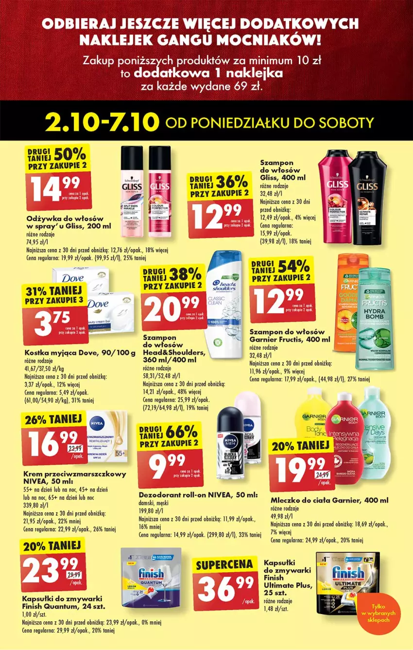 Gazetka promocyjna Biedronka - Od poniedzialku - ważna 02.10 do 07.10.2023 - strona 17 - produkty: Dove, Finish, Fructis, Garnier, Kostka myjąca, Krem na dzień, Krem przeciwzmarszczkowy, Mars, Mleczko, Mleczko do ciała, Nivea, Odżywka, Szampon, Zmywarki