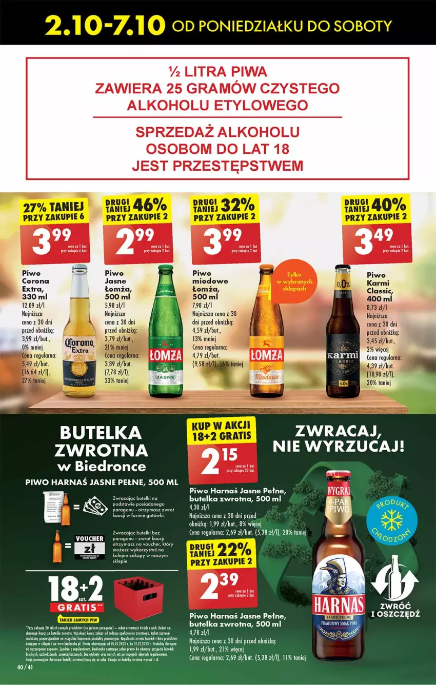 Gazetka promocyjna Biedronka - Od poniedzialku - ważna 02.10 do 07.10.2023 - strona 40 - produkty: Dron, Gra, Harnaś, Karmi, Olej, Piwa, Piwo, Piwo jasne, Por, Sok