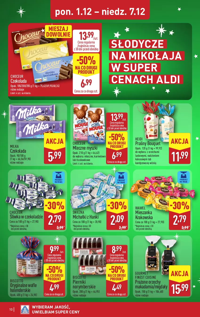 Gazetka promocyjna Aldi - Wykwintne smaki - ważna 04.12 do 07.12.2025 - strona 10 - produkty: Czekolada, Gin, Kokos, Michałki, Migdały, Milka, Mysz, Piernik, Praliny, Wafle, Wawel