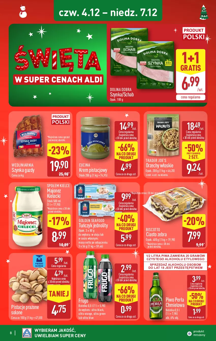 Gazetka promocyjna Aldi - Wykwintne smaki - ważna 04.12 do 07.12.2025 - strona 8 - produkty: Golden Seafood, Gra, Krem pistacjowy, Lack, Majonez, Olej, Orzechy włoskie, Perła, Pistacje, Piwa, Piwo, Sos, Szynka, Tuńczyk