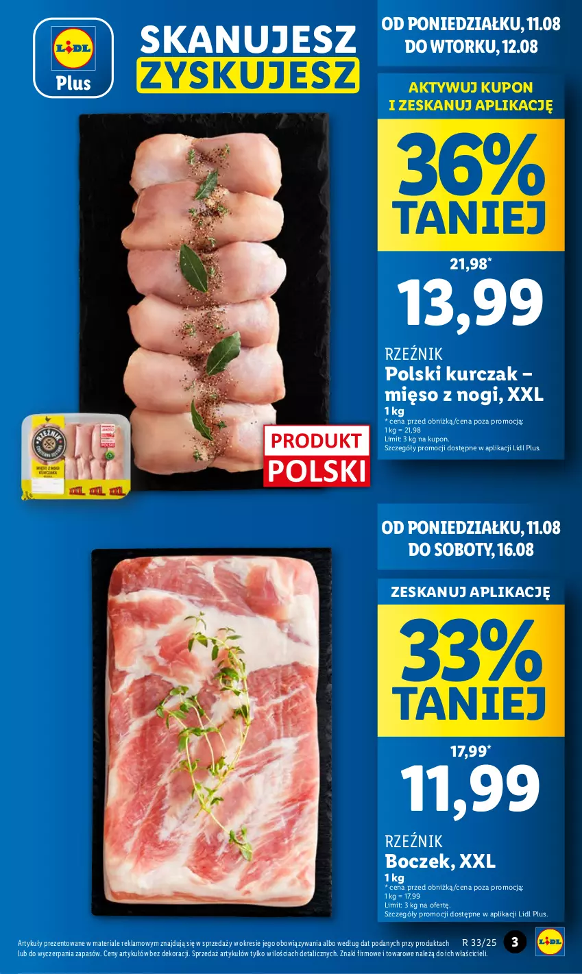 Gazetka promocyjna Lidl - GAZETKA - ważna 11.08 do 12.08.2025 - strona 3 - produkty: Boczek, Kurczak, Mięso