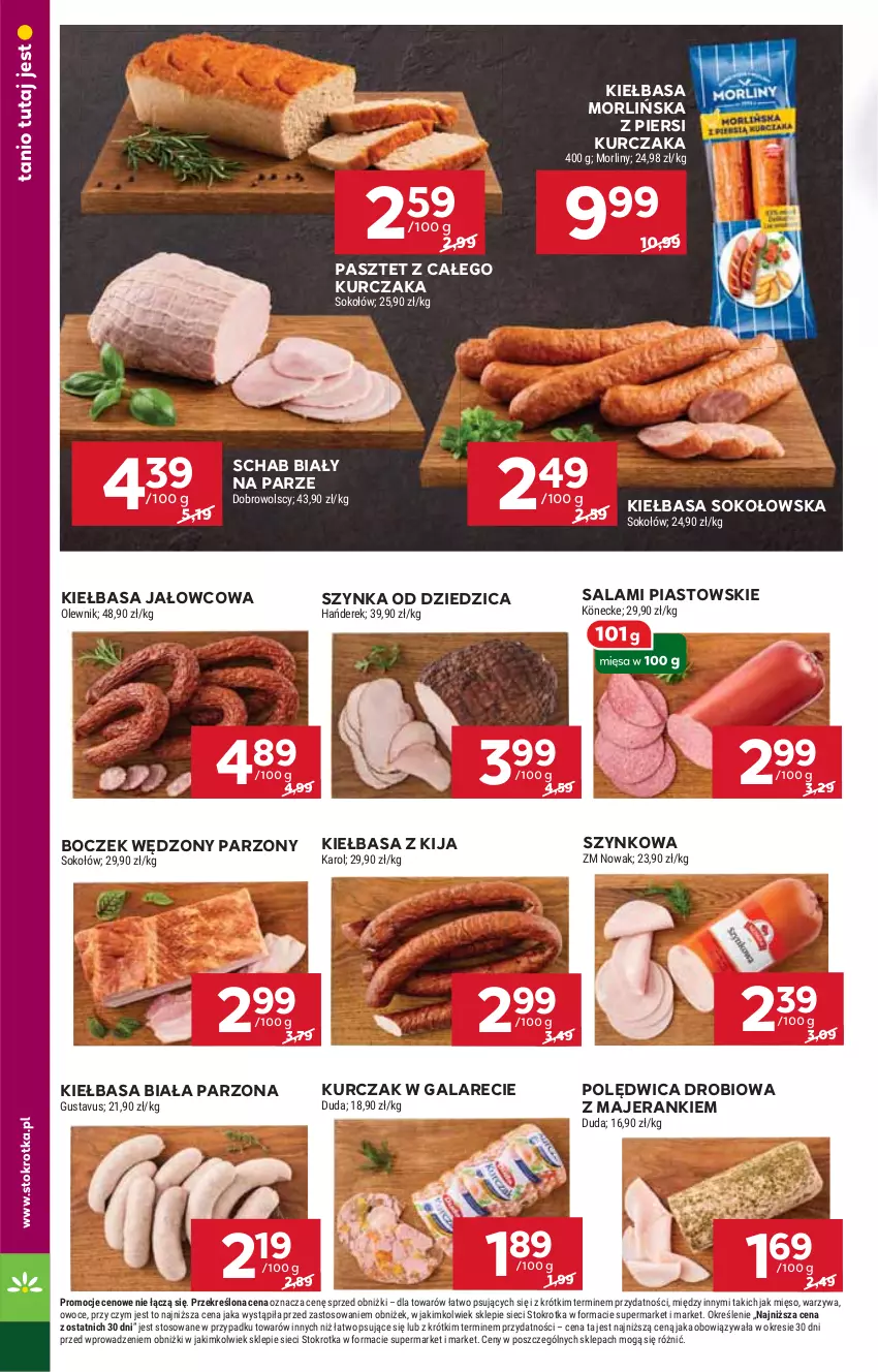 Gazetka promocyjna Stokrotka - Market - ważna 19.09 do 25.09.2024 - strona 6 - produkty: Boczek, Gala, HP, Kiełbasa, Kiełbasa biała, Kurczak, Pasztet, Piast, Polędwica, Salami, Sok, Sos, Szynka