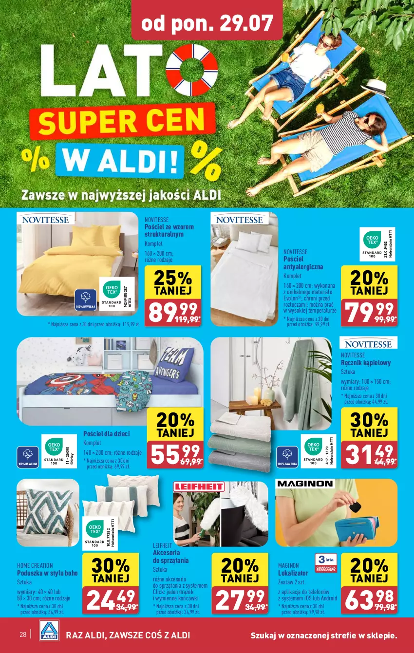 Gazetka promocyjna Aldi - Pełna oferta - ważna 29.07 do 03.08.2024 - strona 28 - produkty: Dzieci, Gin, Poduszka, Pościel, Ręcznik, Ręcznik kąpielowy, Sok, Telefon, Wełna