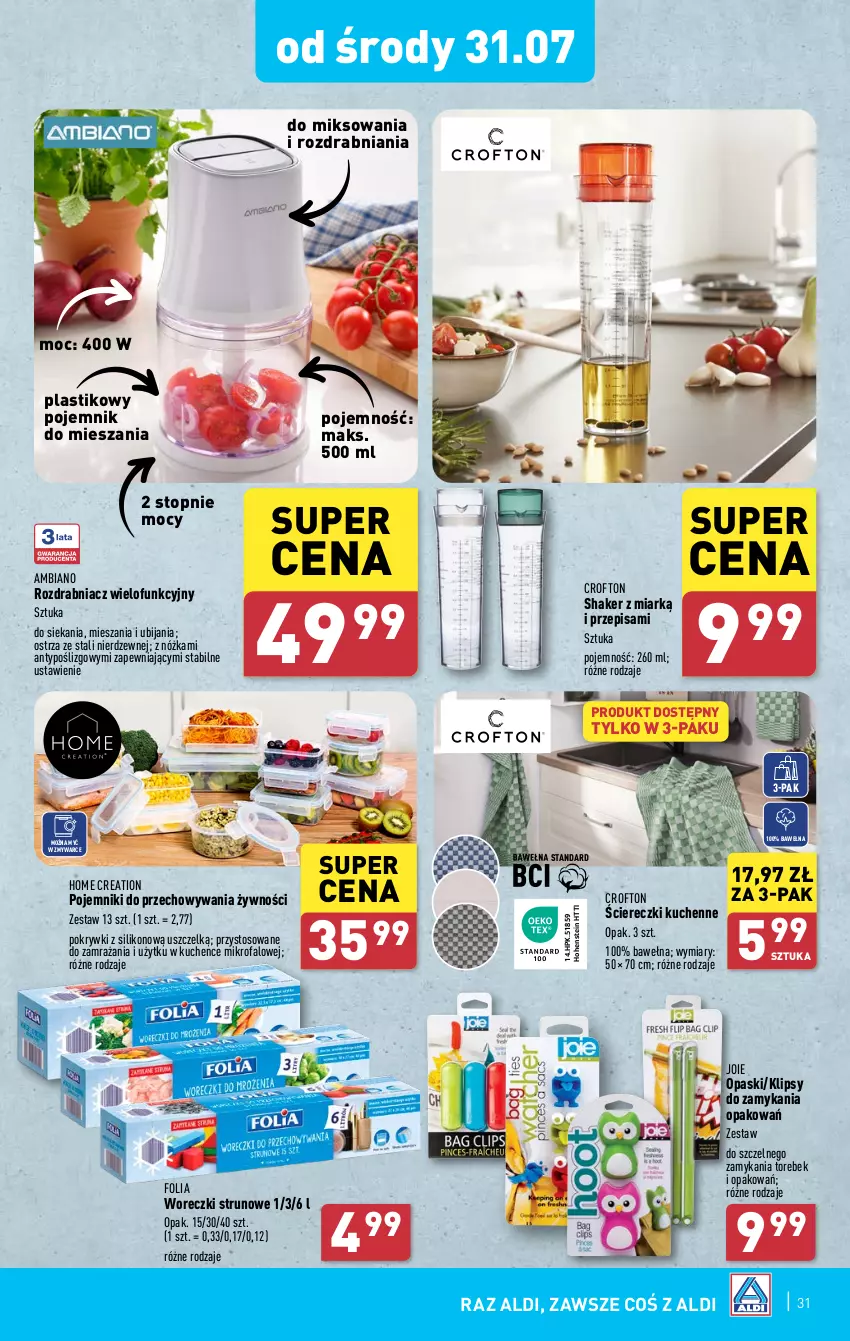 Gazetka promocyjna Aldi - Pełna oferta - ważna 29.07 do 03.08.2024 - strona 31 - produkty: Fa, HP, Pojemnik, Rozdrabniacz, Top, Wełna