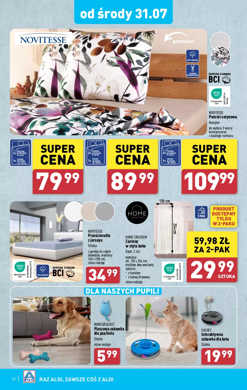 Gazetka promocyjna Aldi - Pełna oferta - ważna 29.07 do 03.08.2024 - strona 32 - produkty: Pościel, Poszewka, Prześcieradło, Tera, Tunel, Wełna, Zabawka