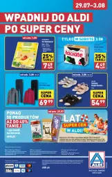 Gazetka promocyjna Aldi - Pełna oferta - Gazetka - ważna od 03.08 do 03.08.2024 - strona 38 - produkty: Klapki, Maasdam, Ser, Por, Hofburger, Sandał, O nas, Dres, Burger, Biuro, Masło, Fa