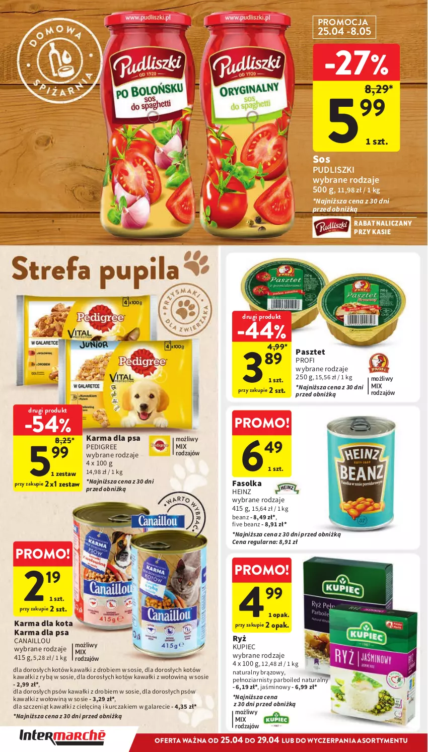 Gazetka promocyjna Intermarche - Gazetka Intermarche - ważna 25.04 do 29.04.2024 - strona 28 - produkty: Canaillou, Fa, Gala, Heinz, Kawa, Kupiec, Kurczak, Pasztet, Pedigree, Piec, Pudliszki, Ryż, Sos