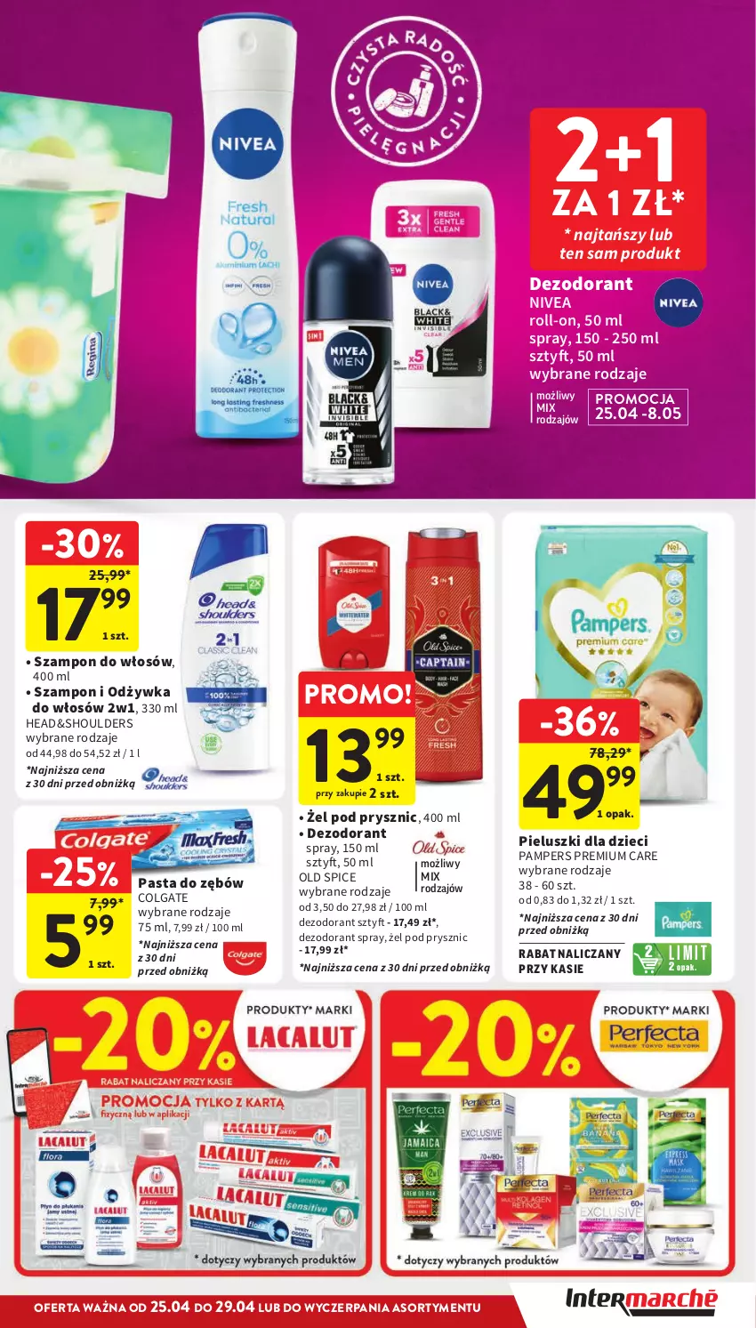 Gazetka promocyjna Intermarche - Gazetka Intermarche - ważna 25.04 do 29.04.2024 - strona 37 - produkty: Colgate, Dezodorant, Dzieci, LG, Nivea, Odżywka, Old Spice, Pampers, Pasta do zębów, Szampon