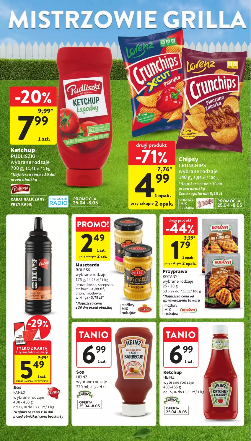 Gazetka promocyjna Intermarche - Gazetka Intermarche - ważna 25.04 do 29.04.2024 - strona 8 - produkty: Chipsy, Crunchips, Fa, Heinz, Ketchup, Mus, Musztarda, Pudliszki, Sos