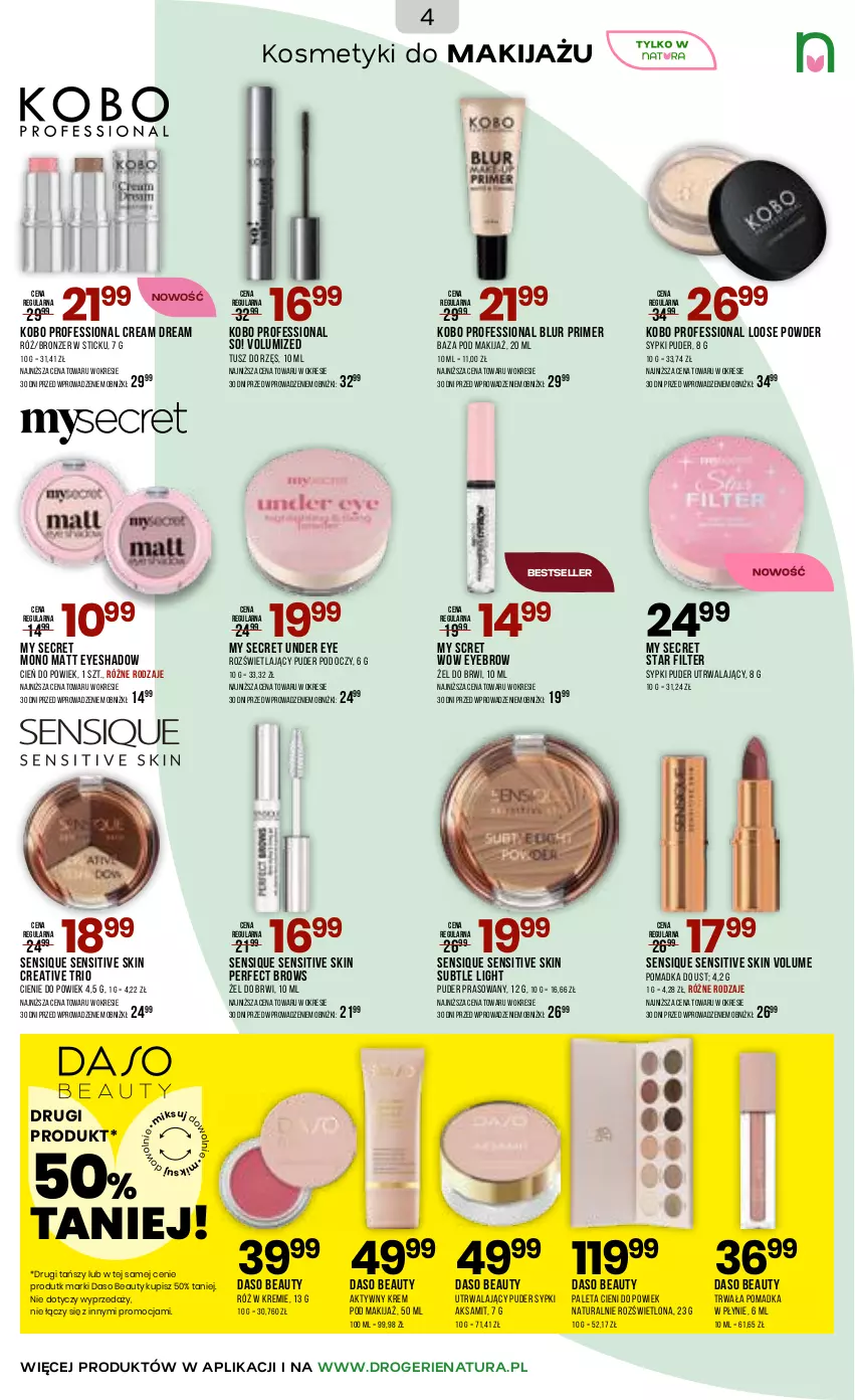 Gazetka promocyjna Drogerie Natura - Gazetka Drogerie Natura - ważna 03.02 do 15.02.2026 - strona 4 - produkty: Aksam, Bronzer, Cień, KOBO, Makijaż, Paleta, Puder, Puder prasowany, Tusz
