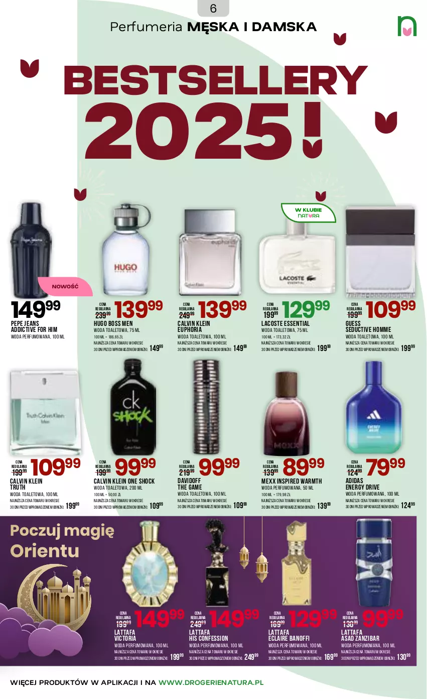 Gazetka promocyjna Drogerie Natura - Gazetka Drogerie Natura - ważna 03.02 do 15.02.2026 - strona 6 - produkty: Adidas, Calvin Klein, Davidoff, Fa, Hugo Boss, Lacoste, Mexx, Perfum, Woda, Woda perfumowana, Woda toaletowa