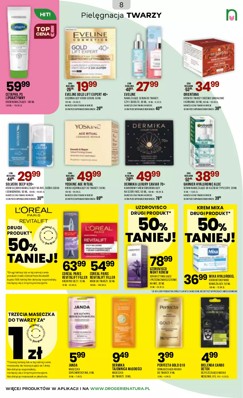 Gazetka promocyjna Drogerie Natura - Gazetka Drogerie Natura - ważna 03.02 do 15.02.2026 - strona 8 - produkty: Bielenda, Cetaphil, Dermika, Eveline, Garnier, Kawior, Krem do twarzy, Krem nawilżający, Krem pod oczy, Kurkuma, Mars, Maska, Maska do twarzy, Mixa, Perfecta, Rum, Sandał, Ser, Serum, Serum do twarzy, Yoskine