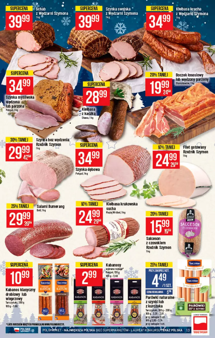 Gazetka promocyjna PoloMarket - Gazetka pomocyjna - ważna 24.11 do 30.11.2021 - strona 13 - produkty: Boczek, Bumerang, Kabanos, Parówki, Pekpol, Rum, Salami, Salceson, Ser, Sos, Szynka, Tarczyński