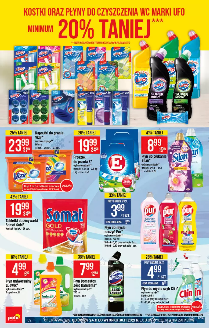 Gazetka promocyjna PoloMarket - Gazetka pomocyjna - ważna 24.11 do 30.11.2021 - strona 52 - produkty: BIC, Clin, Domestos, Kapsułki do prania, Kret, Ludwik, Płyn do mycia, Pur, Somat, Tablet, Tabletki do zmywarki, Zmywarki