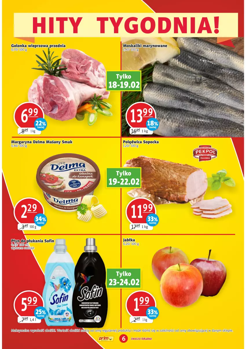 Gazetka promocyjna Prim Market - Gazetka - ważna 18.02 do 24.02.2021 - strona 6 - produkty: Delma, Golonka wieprzowa, Jabłka, Margaryna, Polędwica