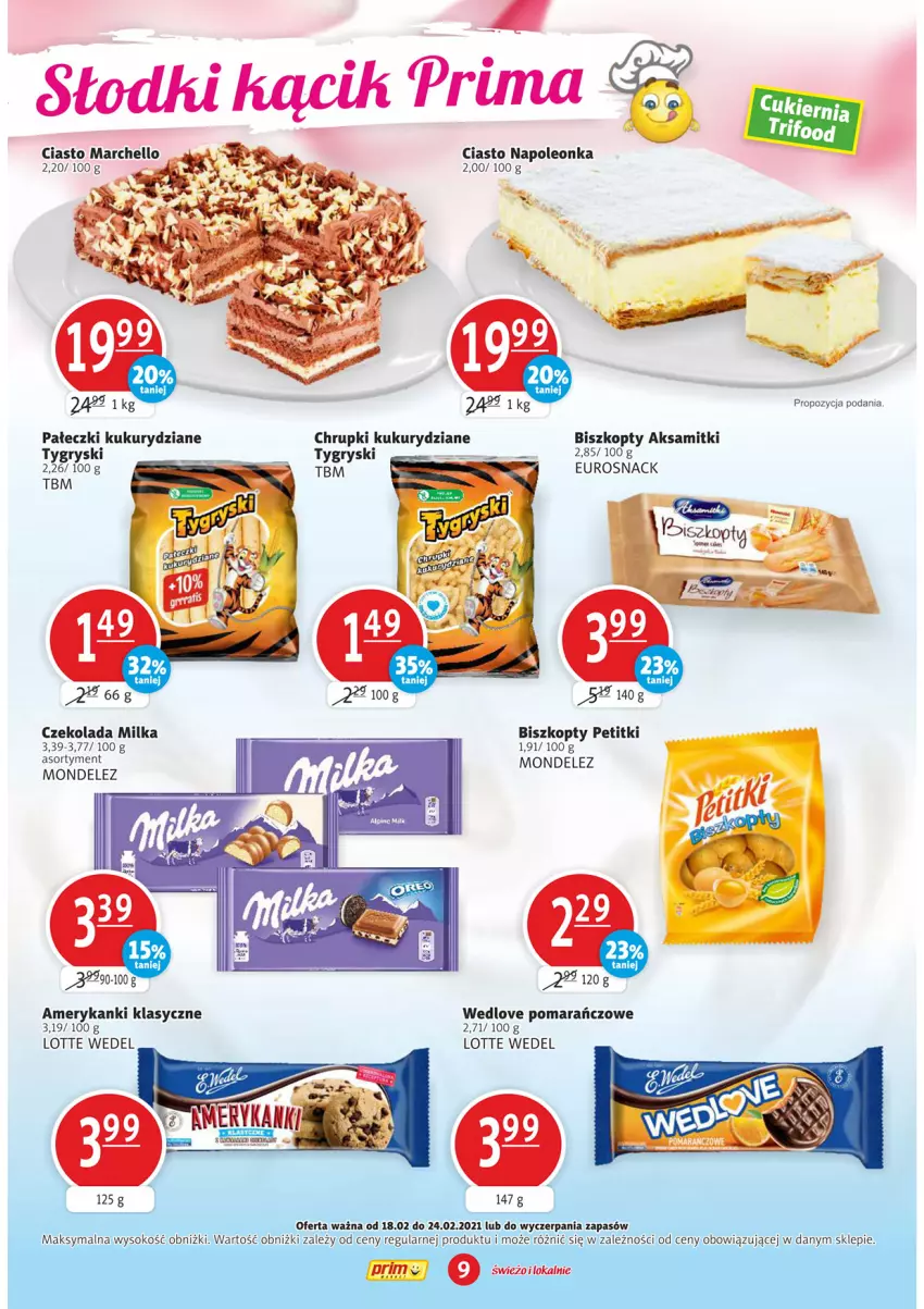 Gazetka promocyjna Prim Market - Gazetka - ważna 18.02 do 24.02.2021 - strona 9 - produkty: Aksam, Biszkopty, Chrupki, Czekolada, Gry, Leon, Milka, Oleo