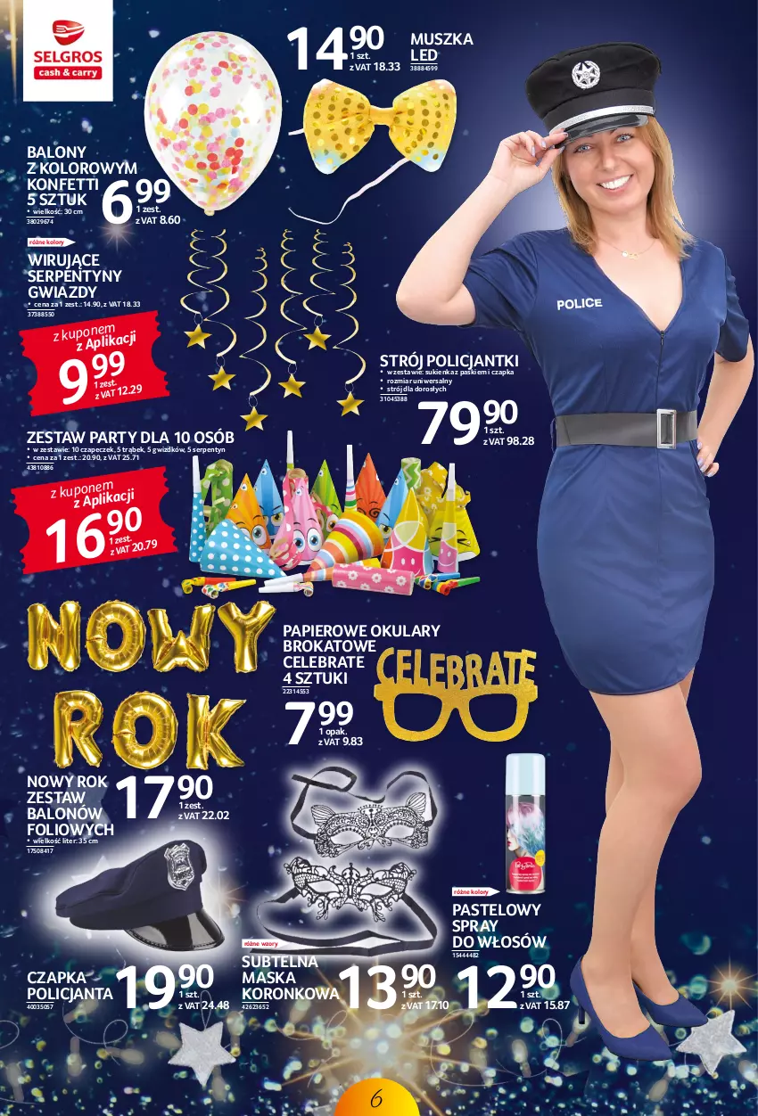 Gazetka promocyjna Selgros - Katalog Sylwester - ważna 15.12 do 26.12.2022 - strona 6 - produkty: Balony, Czapka, Maska, Mus, Papier, Ser, Sukienka