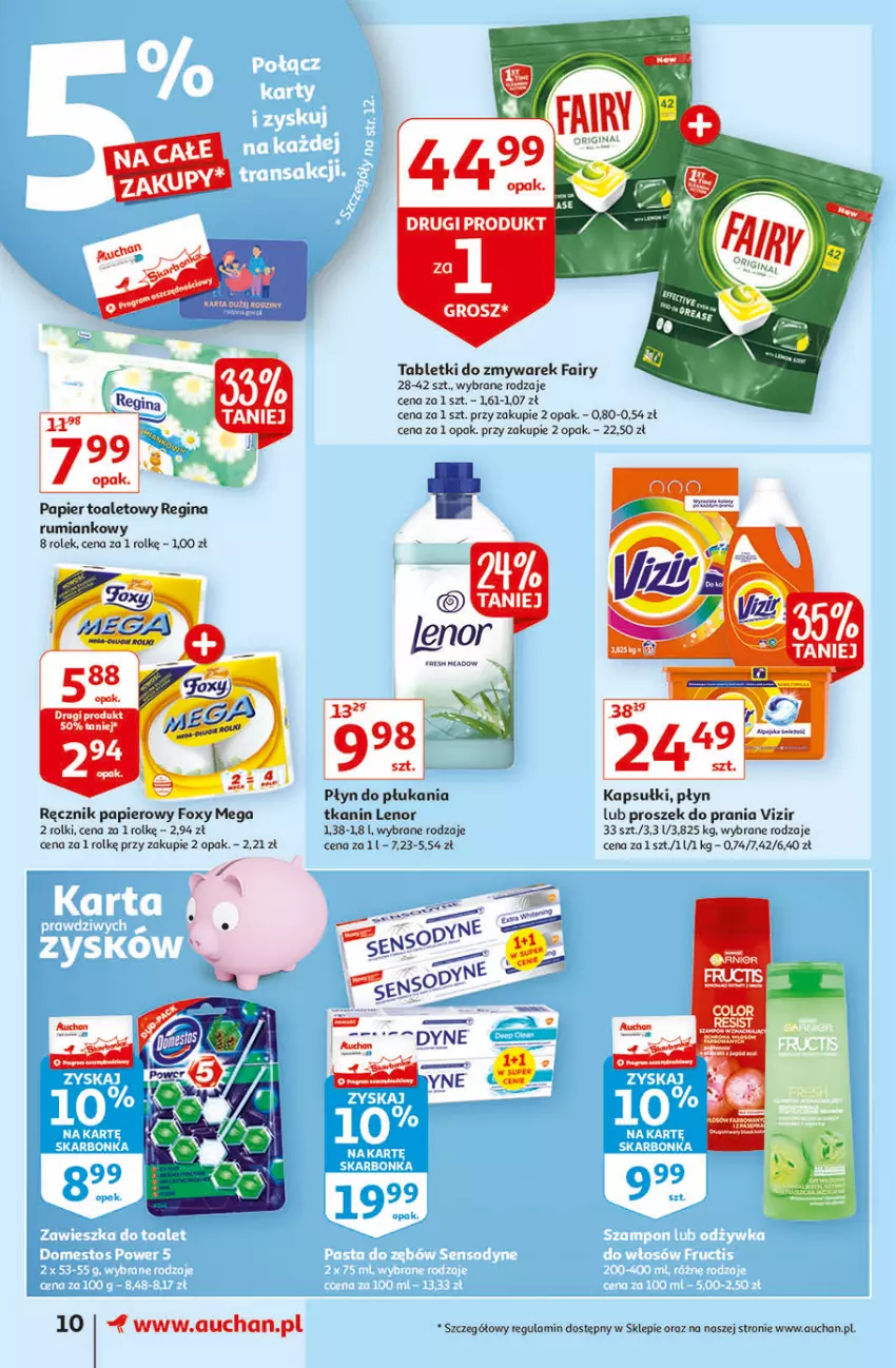 Gazetka promocyjna Auchan - Rysuje się dla każdego coś super taniego Supermarkety - ważna 12.08 do 18.08.2021 - strona 10 - produkty: Fa, Fairy, Foxy, Gin, Lenor, Papier, Papier toaletowy, Płyn do płukania, Proszek do prania, Ręcznik, Rolki, Rum, Tablet, Vizir