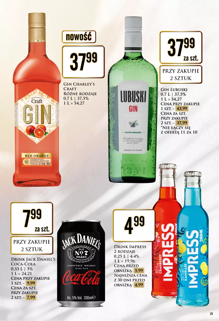 Gazetka promocyjna Dino - Katalog alkoholowy / marzec 2024 - ważna 25.03 do 30.03.2024 - strona 21 - produkty: Coca-Cola, Gin