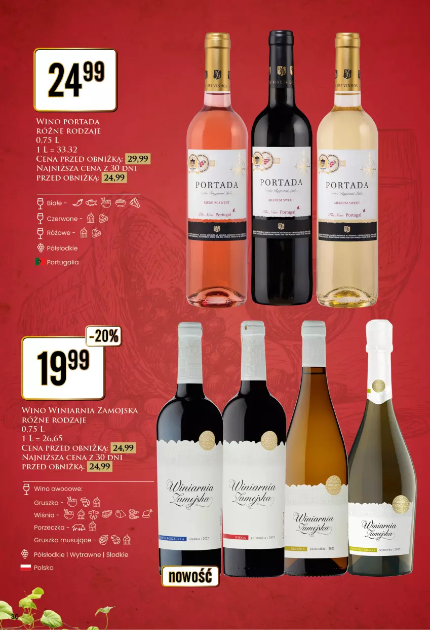 Gazetka promocyjna Dino - Katalog alkoholowy / marzec 2024 - ważna 25.03 do 30.03.2024 - strona 30 - produkty: Mus, Por, Portada, Winiarnia Zamojska, Wino