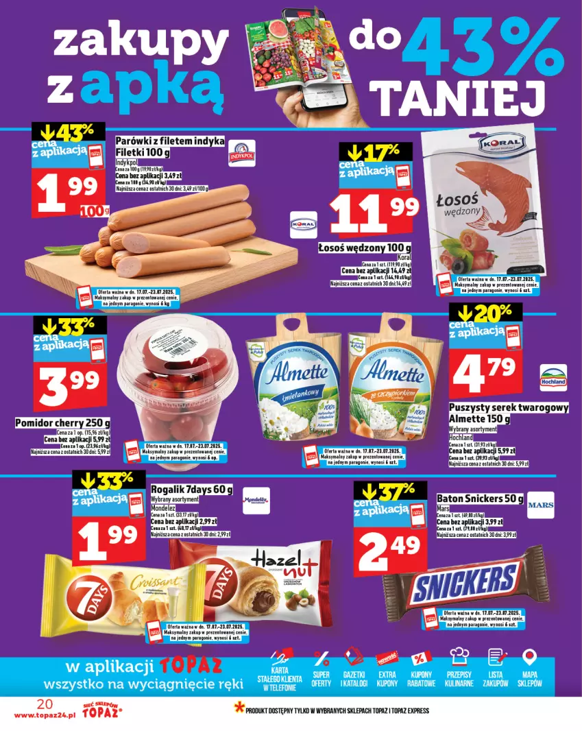 Gazetka promocyjna Topaz - Gazetka - ważna 17.07 do 23.07.2025 - strona 20 - produkty: Rogal, Ser, Serek, Serek twarogowy, Top