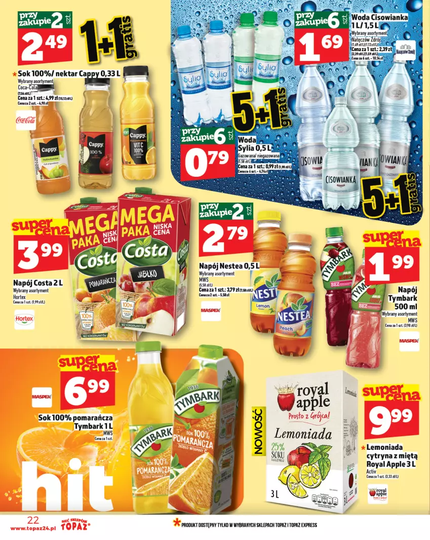 Gazetka promocyjna Topaz - Gazetka - ważna 17.07 do 23.07.2025 - strona 22 - produkty: Hortex, Lemoniada, Napój, Nektar, Nestea, Sok, Top, Tymbark