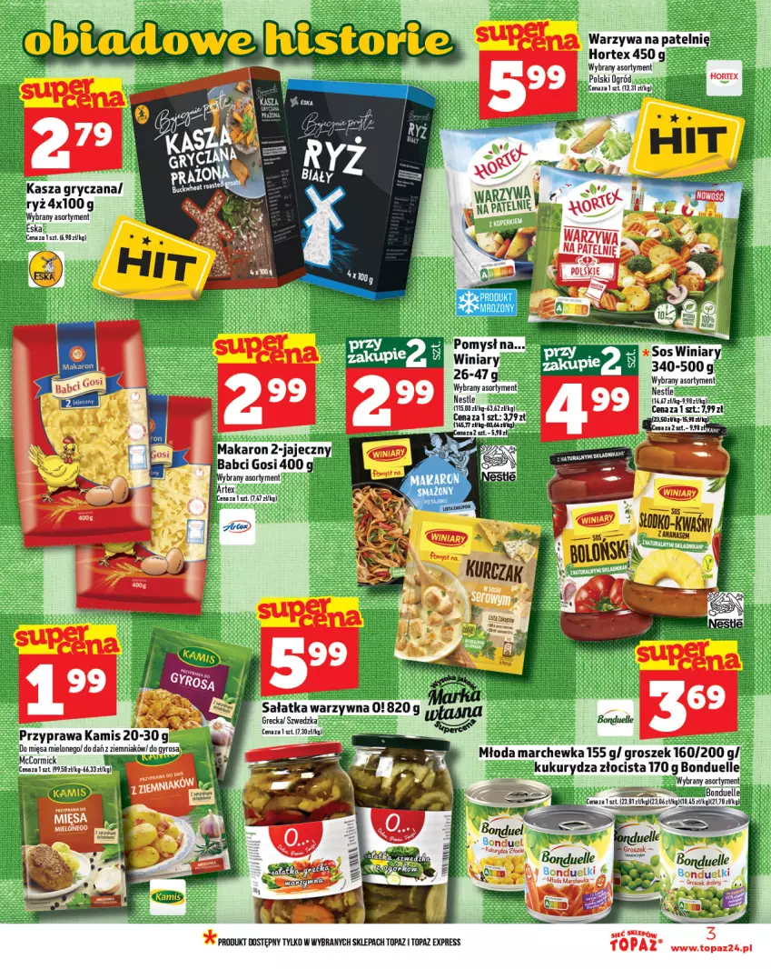 Gazetka promocyjna Topaz - Gazetka - ważna 17.07 do 23.07.2025 - strona 3 - produkty: Gyros, Hortex, Kamis, Top, Warzywa
