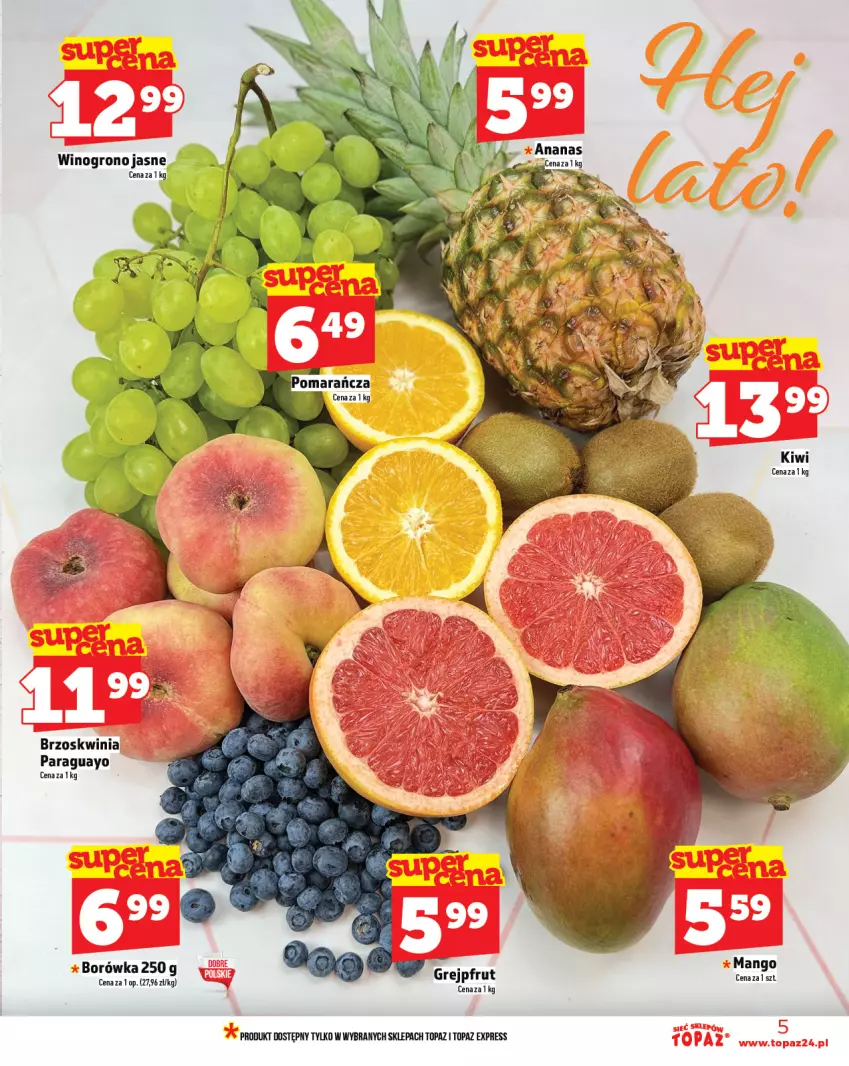 Gazetka promocyjna Topaz - Gazetka - ważna 17.07 do 23.07.2025 - strona 5 - produkty: Borówka, Grejpfrut, Top, Wino