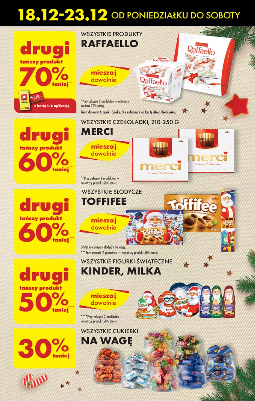 Gazetka promocyjna Biedronka - Od poniedzialku - ważna 18.12 do 23.12.2023 - strona 45 - produkty: Cukier, Cukierki, Dron, Fa, Kinder, Merci, Milka, Raffaello, Toffifee