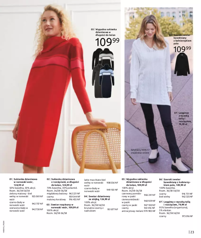 Gazetka promocyjna Bonprix - STYL HYGGE - ważna 09.10.2023 do 09.04.2024 - strona 25 - produkty: Chia, Gin, Legginsy, Sok, Sukienka, Sweter, Sztyblety, Wełna