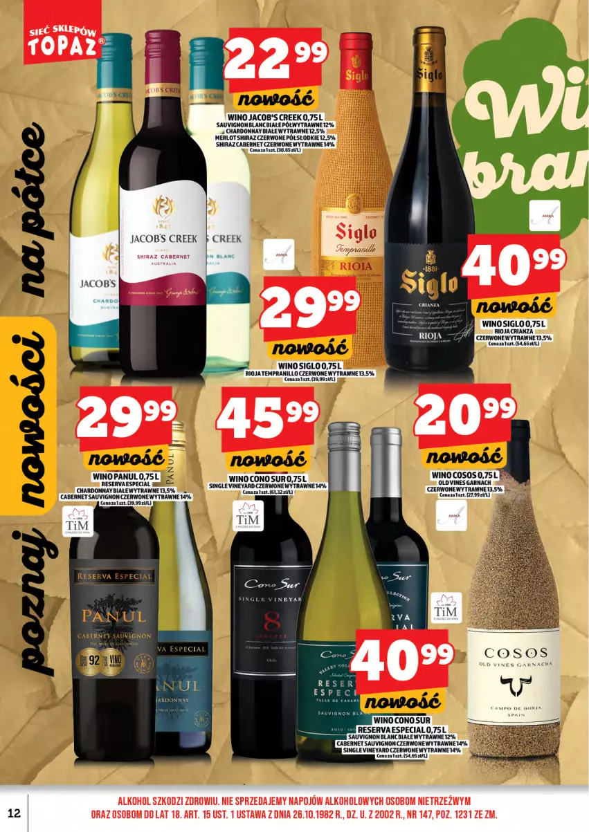 Gazetka promocyjna Topaz - Gazetka - ważna 01.11 do 16.11.2025 - strona 14 - produkty: Rioja, Ser, Sos, Wino