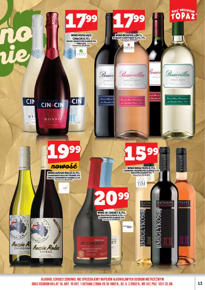Gazetka promocyjna Topaz - Gazetka - ważna 01.11 do 16.11.2025 - strona 15 - produkty: Chardonnay, Mus, Shiraz, Wino, Wino musujące