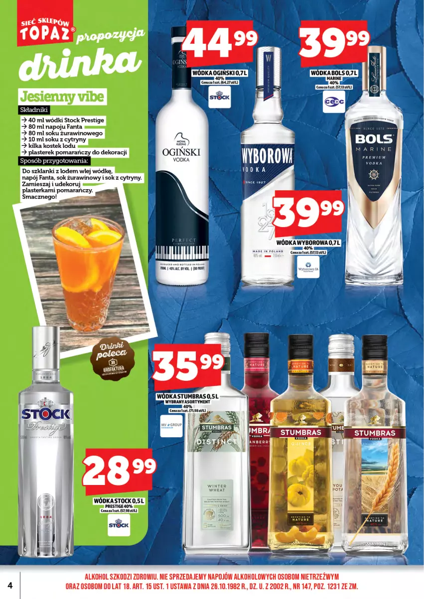 Gazetka promocyjna Topaz - Gazetka - ważna 01.11 do 16.11.2025 - strona 6 - produkty: Bols, Cytryny, Fa, Fanta, Gin, Lanki, Napój, Sok, Stek, Stock, Wino, Wódka, Wyborowa
