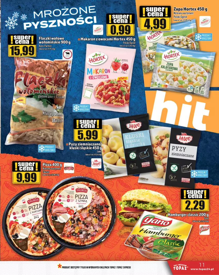 Gazetka promocyjna Topaz - Gazetka - ważna 04.01 do 10.01.2024 - strona 11 - produkty: Burger, Hamburger, Hortex, Pizza, Przyprawy, Top, Zupa