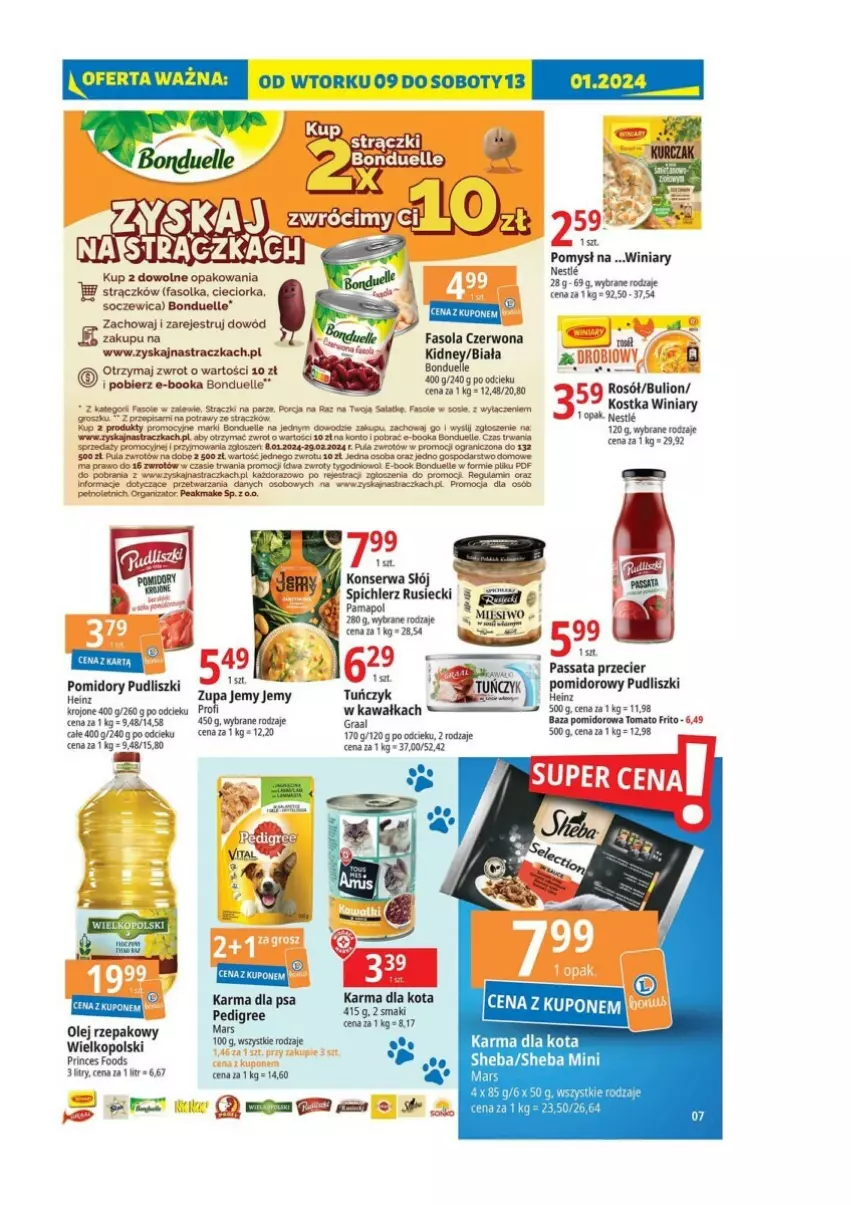 Gazetka promocyjna E Leclerc - ważna 09.01 do 20.01.2024 - strona 30 - produkty: Bonduelle, Bulion, Cieciorka, Fa, Fasola, HP, Kawa, Lion, Mars, Olej, Olej rzepakowy, Orka, Pomidory, Por, Pudliszki, Rosół, Sheba, Sos, Spichlerz Rusiecki, Tuńczyk, Winiary, Zupa