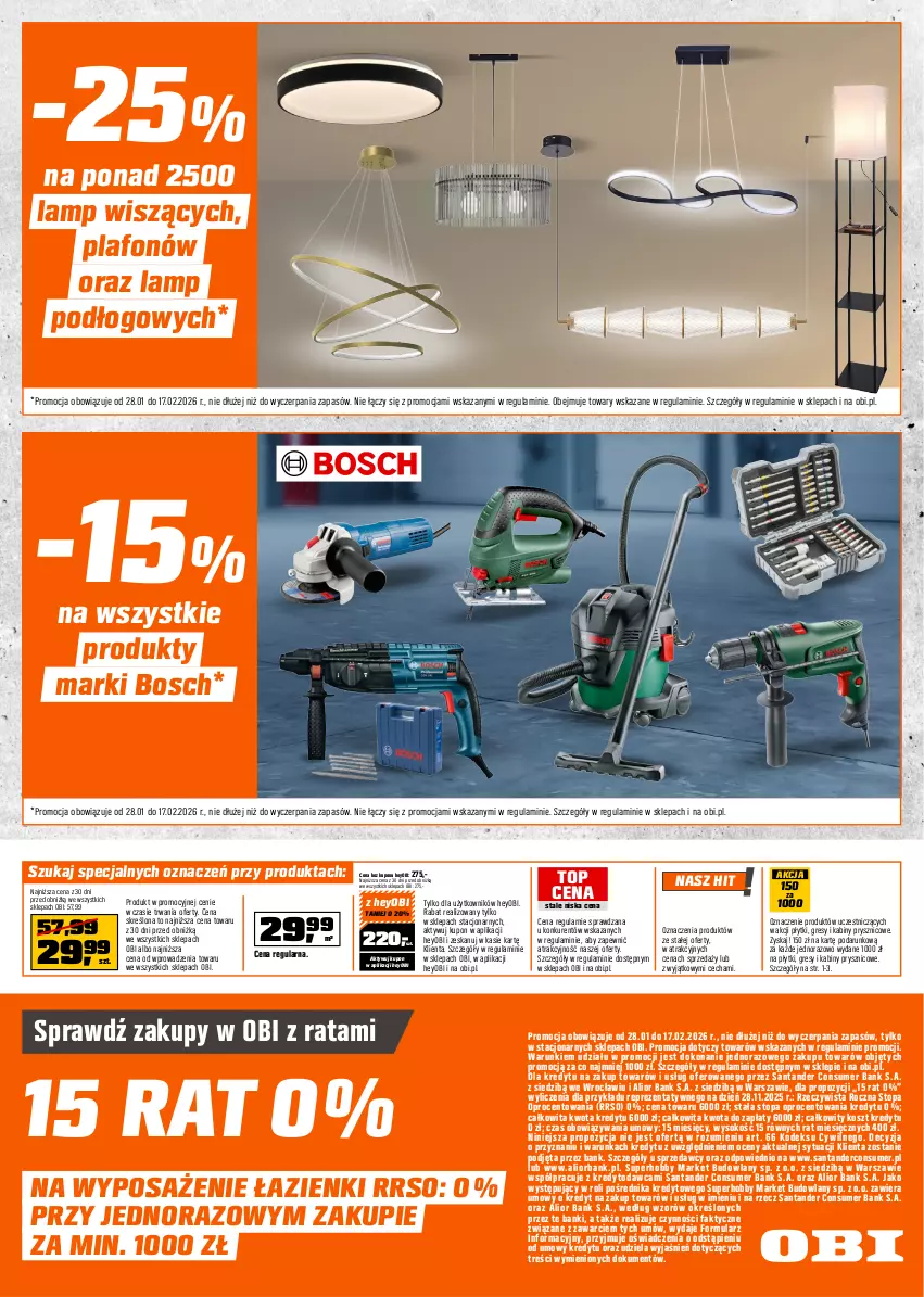 Gazetka promocyjna Obi - Gazetka OBI - ważna 28.01 do 17.02.2026 - strona 16 - produkty: Bosch, Fa, Gres, Hobby, Kosz, Plafon, Sok, Sprzedawcy, Top