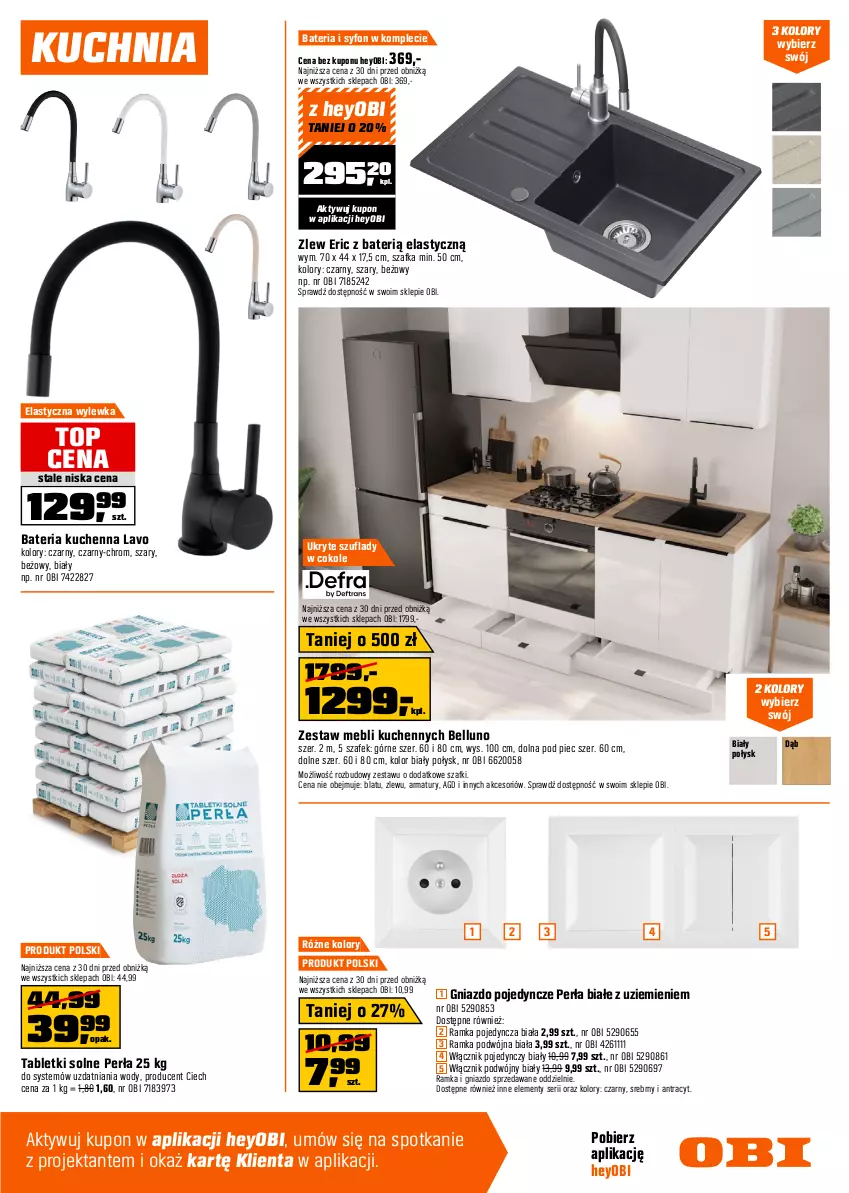 Gazetka promocyjna Obi - Gazetka OBI - ważna 28.01 do 17.02.2026 - strona 7 - produkty: Bateria, Bateria kuchenna, Bell, Deska sedesowa, Deska wolnoopadająca, Gniazdo pojedyncze, Grohe, Kompakt WC, Kuchnia, Miska, Perła, Piec, Ramka, Ser, Syfon, Szafka, Tablet, Top, Włącznik podwójny, Włącznik pojedynczy, Zestaw mebli kuchennych, Zlew