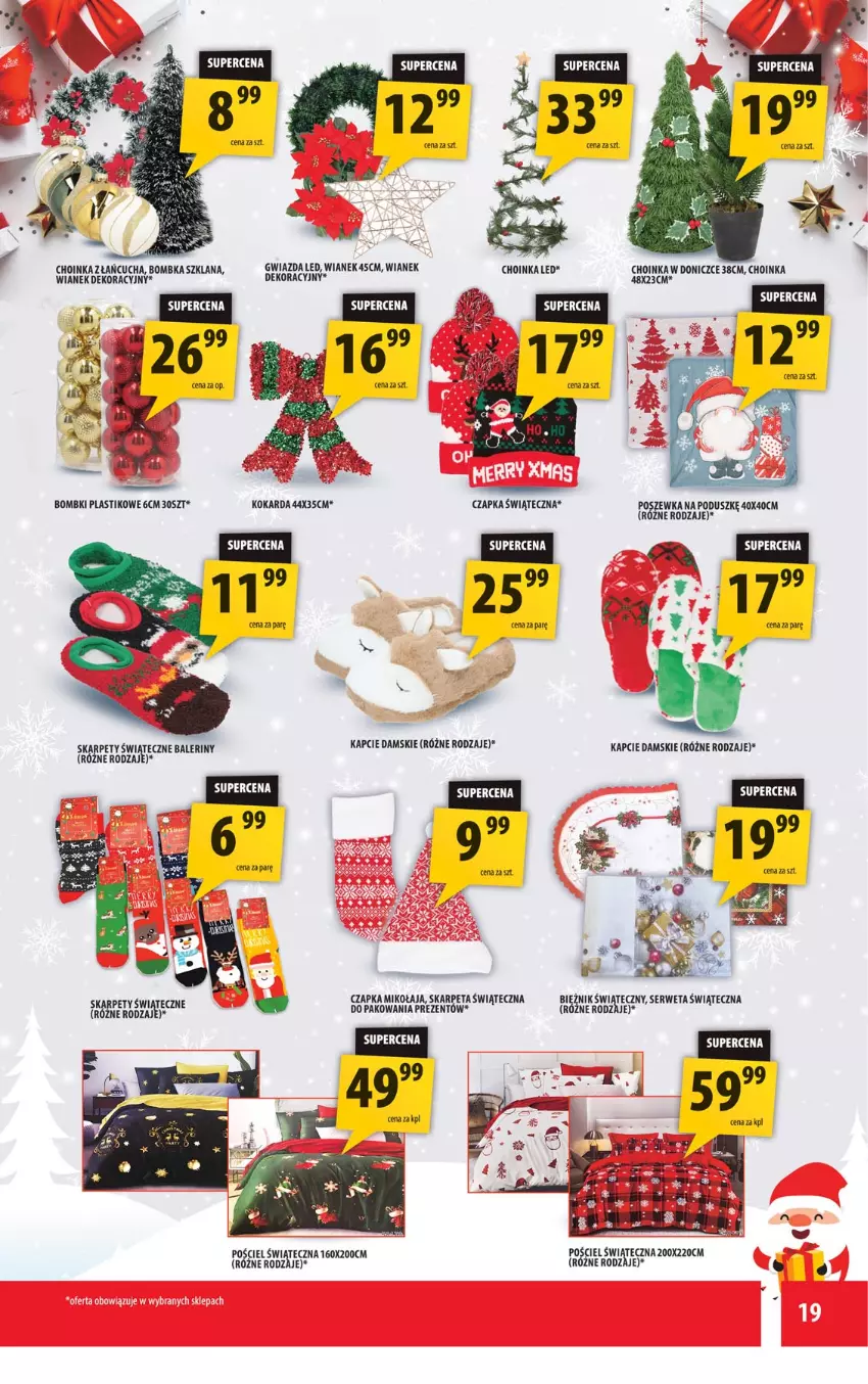 Gazetka promocyjna Arhelan - Gazetka - ważna 05.12 do 14.12.2025 - strona 19 - produkty: Bieżnik, Bombki, Choinka, Czapka, Czapka Mikołaja, Gwiazda, Inka, Karp, LANA, Pościel, Ser