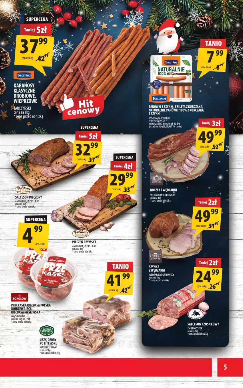 Gazetka promocyjna Arhelan - Gazetka - ważna 05.12 do 14.12.2025 - strona 5 - produkty: Boczek, Kabanos, Kiełbasa, Kurczak, LG, Mus, Parówki, Parówki z szynki, Piec, Pieczeń rzymska, Rama, Salceson, Sok, Sokołów, Tarczyński, Zott