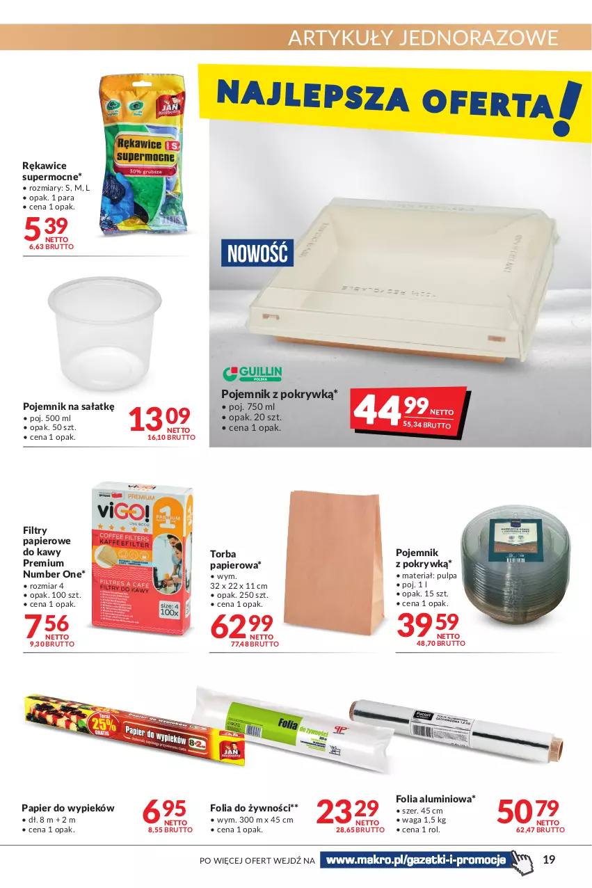 Gazetka promocyjna Makro - [Oferta promocyjna] Artykuły spożywcze i przemysłowe - ważna 08.02 do 21.02.2022 - strona 19 - produkty: Folia aluminiowa, Papier, Pojemnik, Pojemnik z pokrywką, Rękawice, Sałat, Torba, Waga