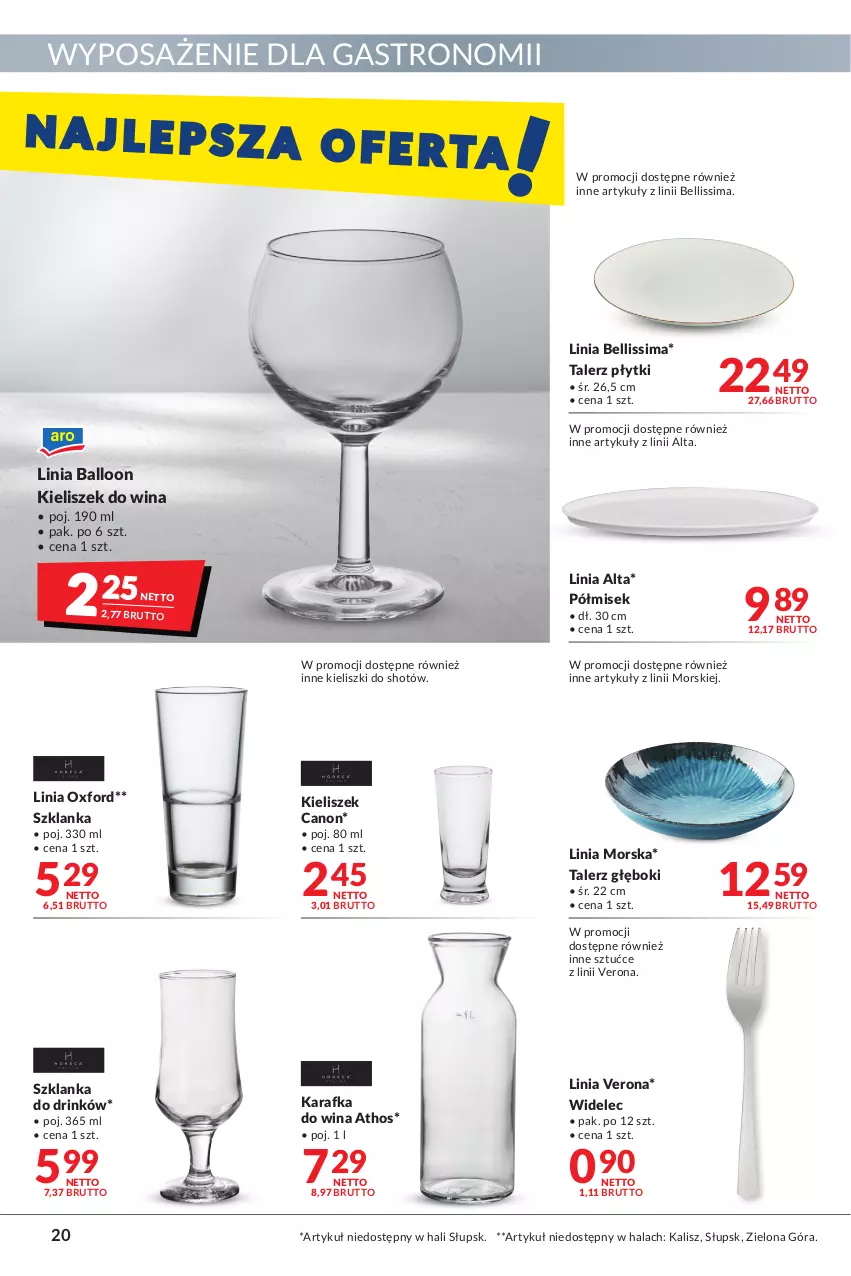 Gazetka promocyjna Makro - [Oferta promocyjna] Artykuły spożywcze i przemysłowe - ważna 08.02 do 21.02.2022 - strona 20 - produkty: Bell, Canon, Karafka, Kieliszek, Szklanka, Talerz, Talerz głęboki, Widelec