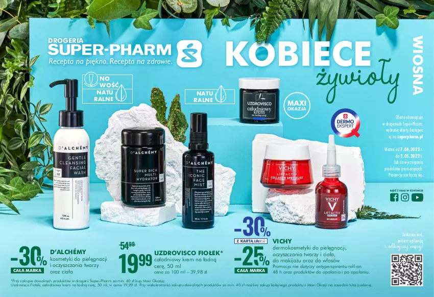 Gazetka promocyjna Super Pharm - Gazetka - ważna 07.04 do 02.05.2022 - strona 1 - produkty: Antyperspirant, Kosmetyki do pielęgnacji, Makijaż, Olej, Vichy