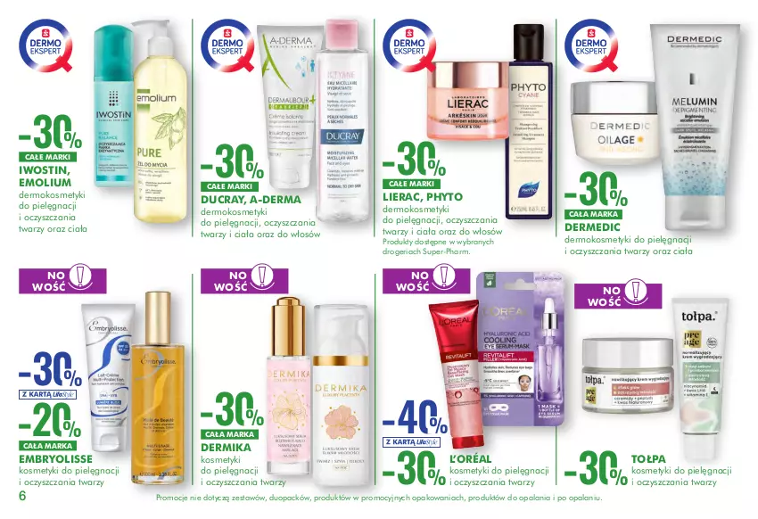 Gazetka promocyjna Super Pharm - Gazetka - ważna 07.04 do 02.05.2022 - strona 6 - produkty: A-derma, Dermedic, Dermika, Ducray, Embryolisse, Emolium, Iwostin, Kosmetyki do pielęgnacji, L’Oréal, Lierac, Phyto, Tołpa